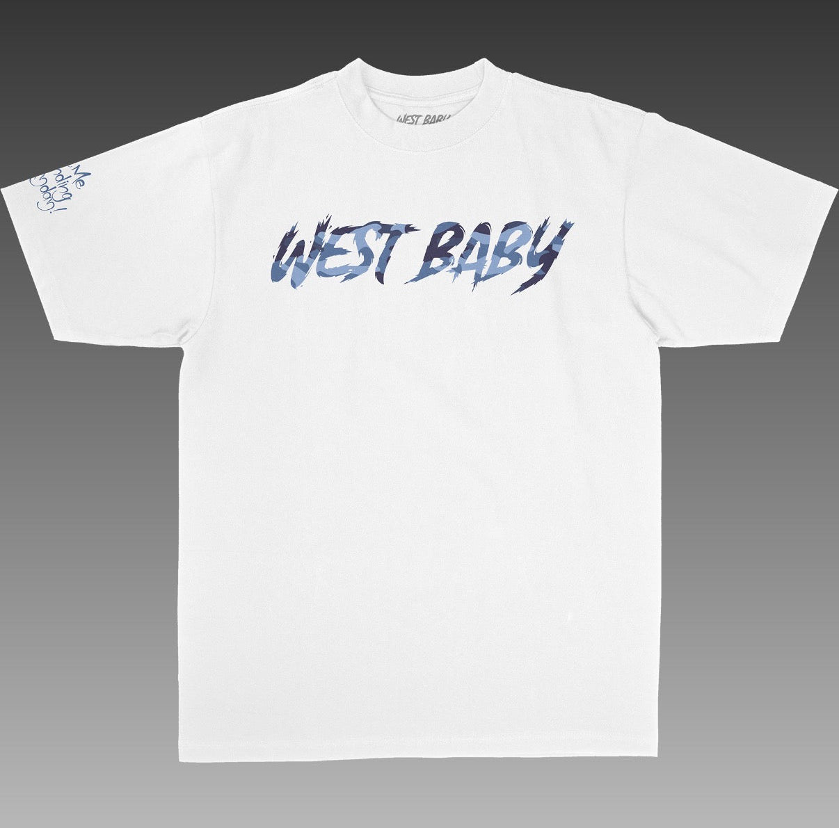 White Tee Blue Camo